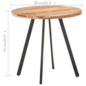 Tavolo da Pranzo in Legno Naturale Massello di Acacia Nera con Base in Ferro, Elegante e Resistente - Product Image 4