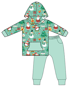 Baby Girls <b>Christmas</b> Hooded Sweatshirt And <b>Pants</b> Set Pink Striped Santa 2 Piece Tracksuit - Product Image 5