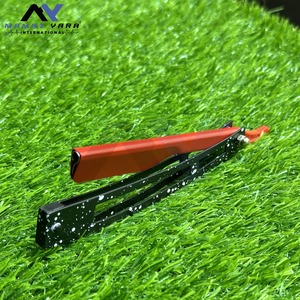 Rasoir de barbier professionnel en acier inoxydable noir et rouge avec verrou coulissant, lame droite simple pour hommes - Product Image 1