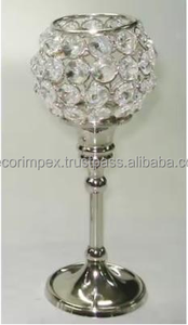 Portavelas de cristal hecho a mano, soporte de centro de mesa de boda pulido en níquel, otros candelabros, tarros de velas - Product Image 2