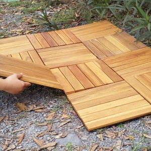 Baldosas de Madera de Acacia Modernas de 300x300mm, Impermeables y Antideslizantes para Terraza, Patio Trasero, Balcón, Jardín y Decoración de Piscinas - Product Image 3