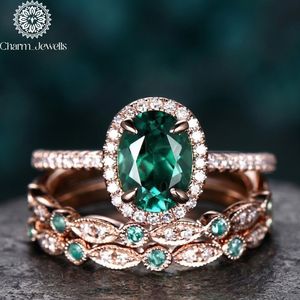 Bague de fiançailles pour femme Charm_Jewells en or 18 carats avec moissanite, plaqué or rose, sertissage pavé, style classique - Product Image 5