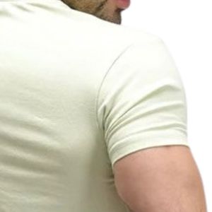 T-shirt Homme Crème Ivoire à Manches Courtes Col Rond Couleur Unie Coupe Slim Léger Décontracté Quotidien Basique Été - Product Image 4