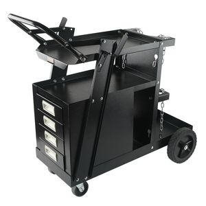 Chariot de soudage à 2 niveaux avec 4 tiroirs, capacité de charge de 265 lb, roues pivotantes à 360 degrés et rangement pour bouteilles, chaînes de sécurité - Product Image 1
