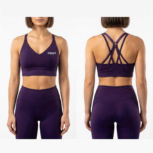 Soutien-gorge de sport uni pour l'entraînement, soutien-gorge de yoga à bretelles croisées au dos, hauts de sport pour femmes, vêtements de fitness, logo personnalisé OEM ODM, nylon et élasthanne - Product Image 5