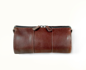 [Article Nouveau] Pochette zippée multifonctionnelle en cuir véritable Castello Classic de haute qualité, noire, marron, pour cosmétiques et articles de toilette - Product Image 1