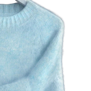 Pull en maille douce et moelleuse en mohair pour femme, col rond, manches longues, coupe ample, chaud, décontracté, confortable, mode hiver - Product Image 3