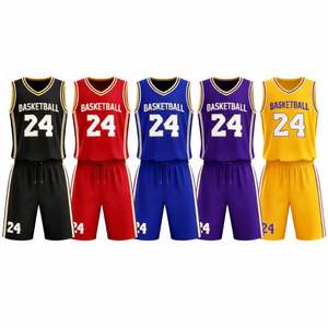Ensemble d'uniformes de basketball sur mesure OEM, grandes tailles |   Shorts en jersey légers, respirants, en tissu mesh, anti-transpiration et antibactériens - Product Image 1