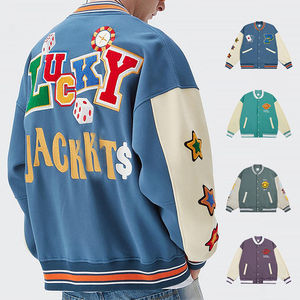 แจ็คเก็ตบอมเบอร์หนังผสมผ้าใบสำหรับผู้ชายรุ่นใหม่ ระบายอากาศได้ดี เหมาะสำหรับฤดูหนาว ตกแต่งคริสตัลด้านหน้า - Product Image 2