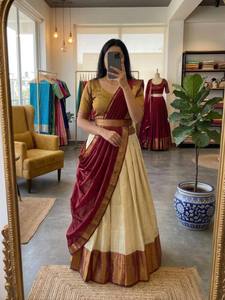 Grâce intemporelle du Sud, ensemble de lehenga choli en soie exquise pour femmes, design traditionnel moderne, parfait pour les mariages - Product Image 4