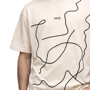 Camiseta Extra Grande para Hombre, 240GSM, 100% Algodón, Diseño Abstracto con Apliques, Estilo Hip Hop, Fabricante OEM Personalizado - Product Image 4