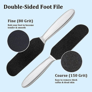 Lima para pies de acero inoxidable 304 de alta calidad con mango largo, lima de doble cara para remover callosidades y piel muerta, herramientas profesionales de pedicura. - Product Image 4
