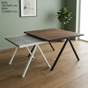 Table basse moderne en bois avec pieds en fer blanc, style industriel rustique, pour salon - Product Image 4