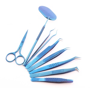 Servicios OEM Profesionales, Pinzas para Pestañas de Acero Inoxidable Personalizadas, Espejo y Tijeras para Pestañas de Alta Calidad, Color Azul Plasma - Product Image 3