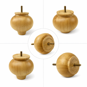 Elegant Round Solid Wood Furniture <b>Leg</b> Classic Decorative Design <b>for</b> <b>Sofa</b> Cabinet Coffee Table Replacement - Product Image 3
