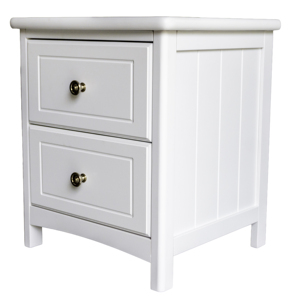 Clean-Lined 2-Slide Wood Bedside Chest, Multi-Purpose Accent <b>End</b> <b>Table</b> for Bedroom & Tight Spaces - Product Image 1