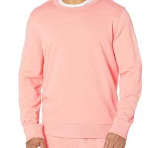 Sudadera Unisex Rosa y Blanca de Forro Polar con Cuello Redondo, Corte Holgado, Color Sólido, Informal, de Manga Larga para Invierno, 100% Algodón Lavado - Product Image 1