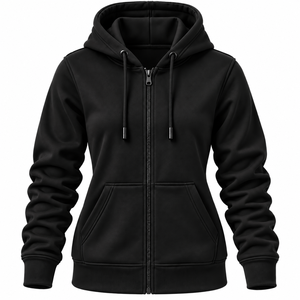 Sudadera con capucha y cremallera de algodón 100% grueso para mujer, personalizada, para invierno, marca privada, fabricante OEM - Product Image 4