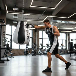 Último modelo de saco de boxeo personalizado estilo lágrima para entrenamiento de MMA en gimnasio, sacos de boxeo duraderos de cuero con cadena para colgar. - Product Image 4