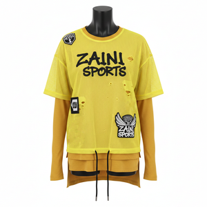 Women Double Layer Mesh <b>T</b> <b>Shirt</b> GSM Breathable Polyester <b>Yellow</b> Panel Custom Heat Transfer Logo Women Double Layer <b>Shirt</b> Cotton - Product Image 1