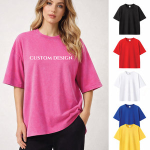 Camiseta de Verano para Mujer, Talla Grande, Estilo Urbano, Algodón, Casual, Holgada, con Hombros Caídos, Mangas Cortas, Diseño Liso, Personalizable - Product Image 1