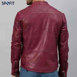Chaqueta de Cuero PU para Hombre al por Mayor, Cuello Alto, Cierre de Cremallera, Estilo Motero, Color Sólido, Corte Ajustado, para Otoño - Product Image 6