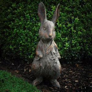 Vintage Rabbit Statue <b>Easter</b> Decoration Metal Crafts Handmade Bronze & Patina Green Antique Finish Rabbit Sculpture For Sale - Product Image 5
