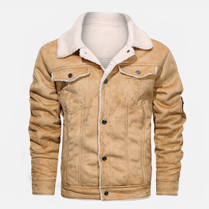 Men's Vintage Distressed <b>Fleece</b> <b>Lined</b> Stand Collar Front Logo Bomber <b>Jacket</b> Aviator Pilot Winter Coat - Product Image 1