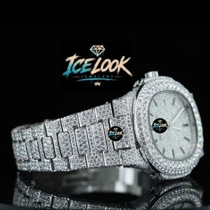 Reloj de Pulsera Mecánico para Hombre con Diamantes Moissanite, Brazalete de Acero Inoxidable, Esfera Redonda - Product Image 5