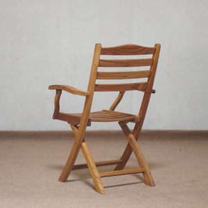 Chaise de jardin pliante en teck moderne, finition couleur naturelle, mobilier d'extérieur, pieds coniques, structure en bois massif - Product Image 3