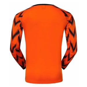 Ensemble de maillot de football pour hommes, orange et noir, imprimé géométrique, manches longues, pantalon rembourré, coupe athlétique, toutes saisons, sublimé - Product Image 5