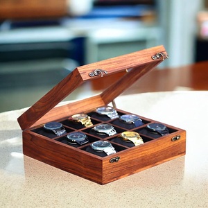 AHTE MANUEXPO UR-065 Handcrafted Wooden Watch & Jewelry <b>Storage</b> <b>Box</b> 10 Slot Glass Lid Brass Hinges Premium From Uttar Pradesh - Product Image 2