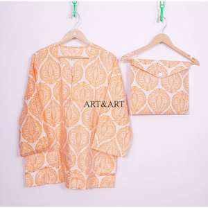 Pijamas Elegantes de Lujo para Mujer, Hechas a Mano en India con Estampado a Bloque, 100% Algodón Puro de Primera Calidad, Conjunto de Primavera y Verano - Product Image 2