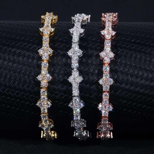Pulsera de tenis de lujo de plata 925 con moissanita, chapada en rodio, con piedra de corte brillante redondo, joyería para fiestas de aniversario, regalo para mujer - Product Image 1
