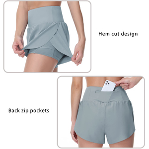Shorts de sport pour femmes, 100% polyester, taille haute, respirants, élastiques, pour la course à pied, l'entraînement et le yoga - Product Image 4