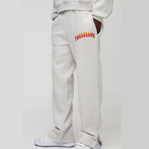 Pantalones de chándal holgados de lona 100% algodón ecológico de peso pesado personalizados al por mayor para hombre, lavados, gruesos y de pierna recta - Product Image 1