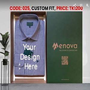 Camisa de vestir formal de manga larga de Algodón 100% con logotipo personalizado para hombre, informal, elegante, antiarrugas, de talla grande XXL, paquete individual para - Product Image 1