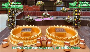 Accesorios de ceremonia Haldi vibrantes para bodas indias Fondo de ceremonia de Haldi hermoso con configuración de decoración Urlis Haldi Australia - Product Image 6