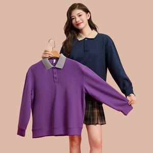 Haute qualité 310gsm coton Polyester Spandex unisexe blanc contraste col Polo sweat étudiant personnel uniforme pour hommes femmes - Product Image 3