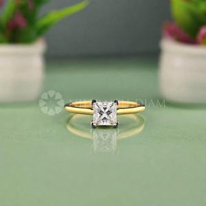 Princess Cut <b>Fine</b> Diamond Jewelry Lab Created Diamond <b>Ring</b> in Yellow Gold Diamond <b>Ring</b> for Wholesale Export from Indian Supplier - Product Image 1