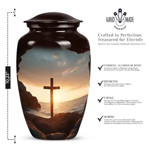 Urna Funeraria de Cremación con Cruz de Jesús, para Recuerdo, Personalizable, para Cenizas Humanas - Product Image 2