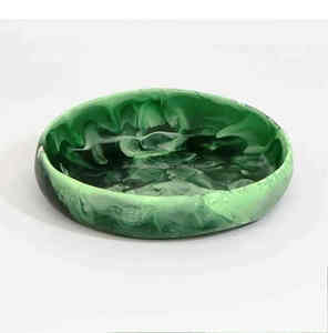 Bol en résine finition perle bol résine émeraude beau genre tourné décoratif corbeille de fruits pour automne décor Table décor cuisine - Product Image 1