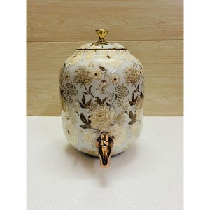 Distributeur d'eau en céramique au design le plus récent avec couvercle, motif floral doré, grande capacité, vaisselle pour la maison - Product Image 1