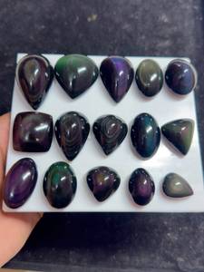 Pendentif Cabochon en Obsidienne Arc-en-ciel Naturelle et Jaspe Vert de Qualité AAA, Lot de Bijoux Fins Certifiés par une Tierce Partie pour Boucles d'Oreilles et Pendentifs - Product Image 5