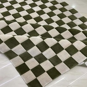 Contemporary Hand Tufted Check Pattern Carpet Soft <b>Floor</b> Area Rug Anti Slip Modern Rug for Living Room Bedroom Office Hotel Use - Product Image 1