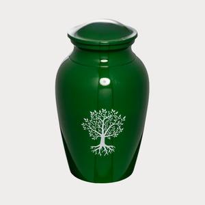 Urne funéraire Arbre de vie émeraude, taille moyenne pour adulte, récipient commémoratif pour cendres, design décoratif Arbre de vie - Product Image 1