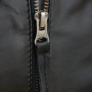 Men's Genuine Leather Motorcycle Jacket Turn-<b>down</b> Collar Zipper Closure Solid Color Slim Fit Autumn Wear - Product Image 4