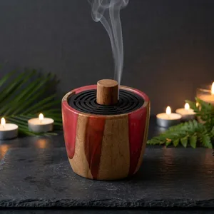 Quemador de Incienso Artesanal de Madera de Sándalo y Resina, Estilo Marroquí, Difusor de Aromaterapia, Ecológico - Product Image 3