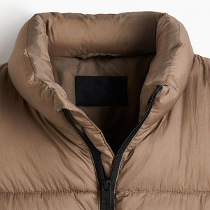 Chaleco acolchado de alta calidad para hombre, con cremallera, cálido para invierno, color marrón, talla grande, con logo frontal, relleno de algodón, para chicos. - Product Image 6