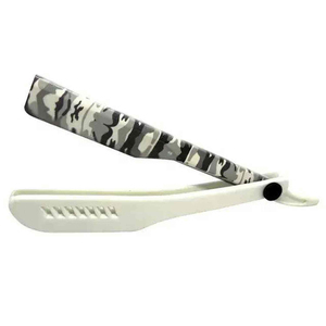Navaja de Afeitar Recta Kaamir Ecológica con Mango de Acero Inoxidable, Hoja con Patrón Personalizado, Borde Plegable, Afeitadora Clásica Manual para Barbería - Product Image 2